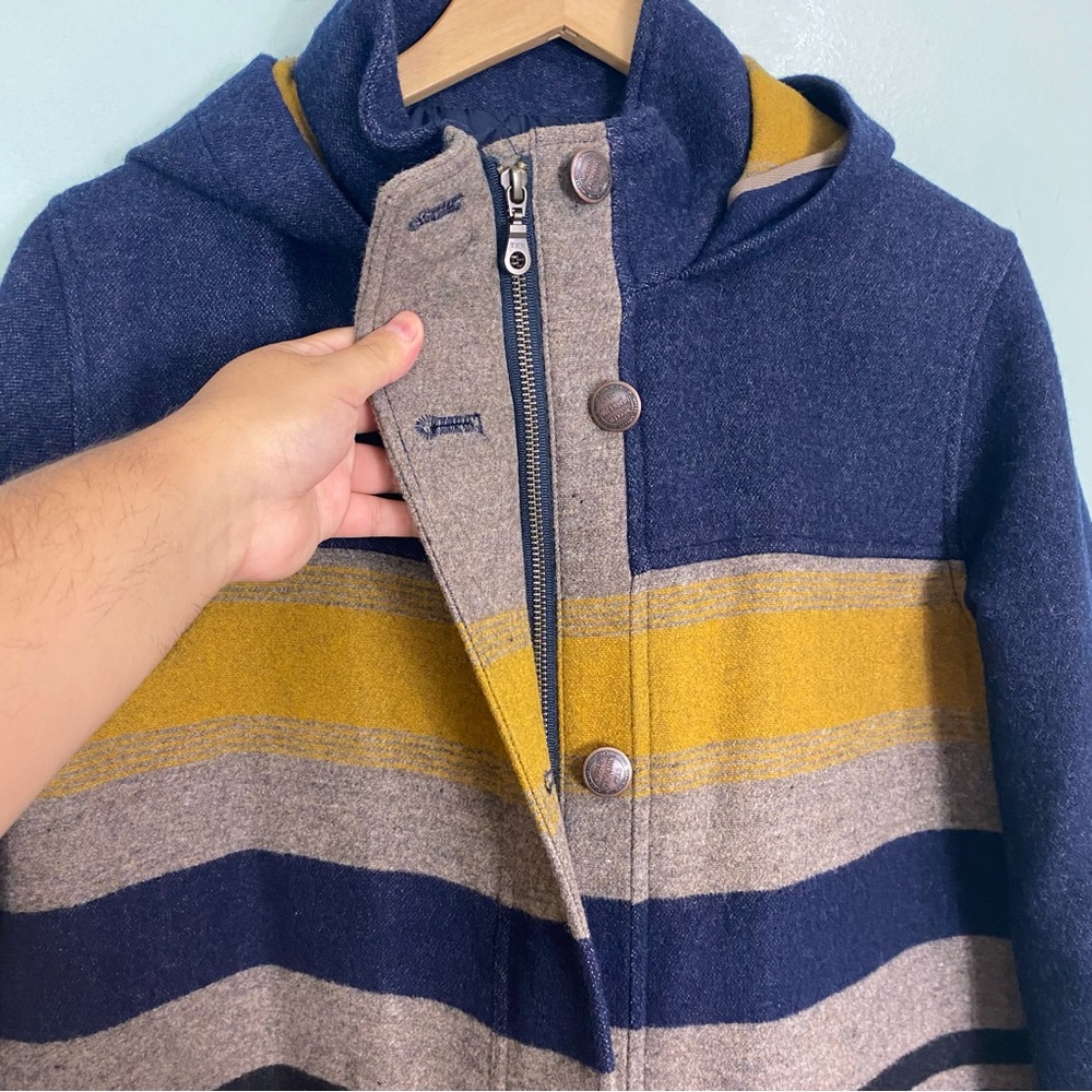 Pendleton‎ Camp Stripe Wool Navy Blue Parka Large - Picture 6 of 11